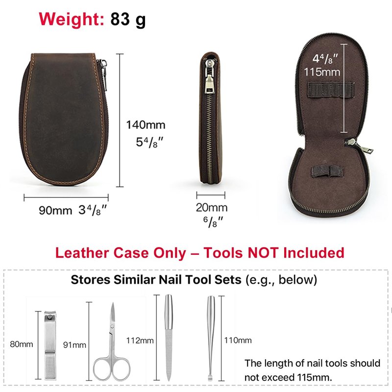CONTACTS Full Grain Leather Empty Manicure Set Case Travel Nail Clipper Pouch for Men Personal Care Tools Pouch By Handmade (Case Only)