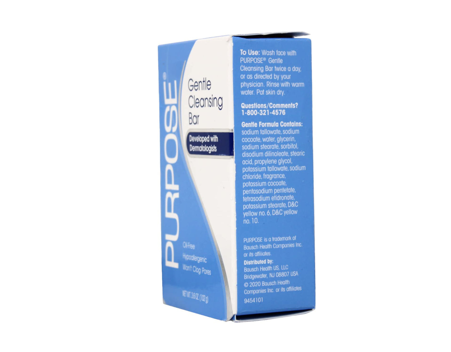 PURPOSE Gentle Cleansing Bar, Gentle As Water, All Skin Types, For Sensitive & Dry Skin, Oil-free, Hypoallergenic, Sulfate-Free, 3.6 oz Bar (Pack of 6)