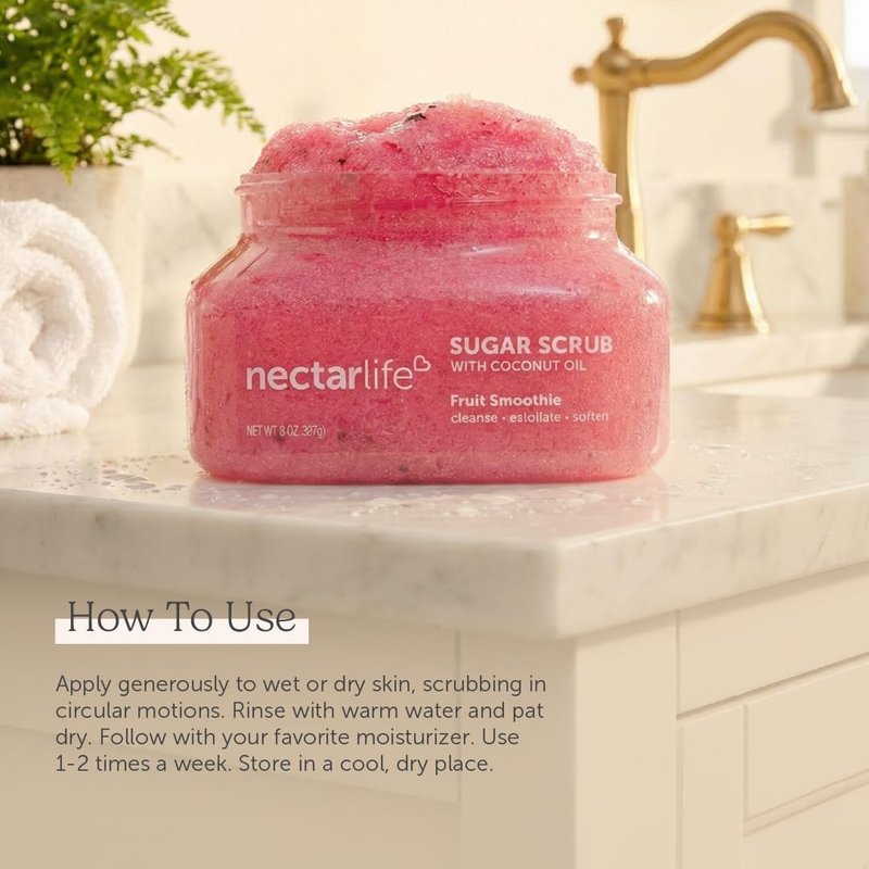 Sugar Body Scrub 8 oz, Moisturizing and Exfoliating Scrub for Nourishing Essential Body Care, Gift For Her (Fruit Smoothie)