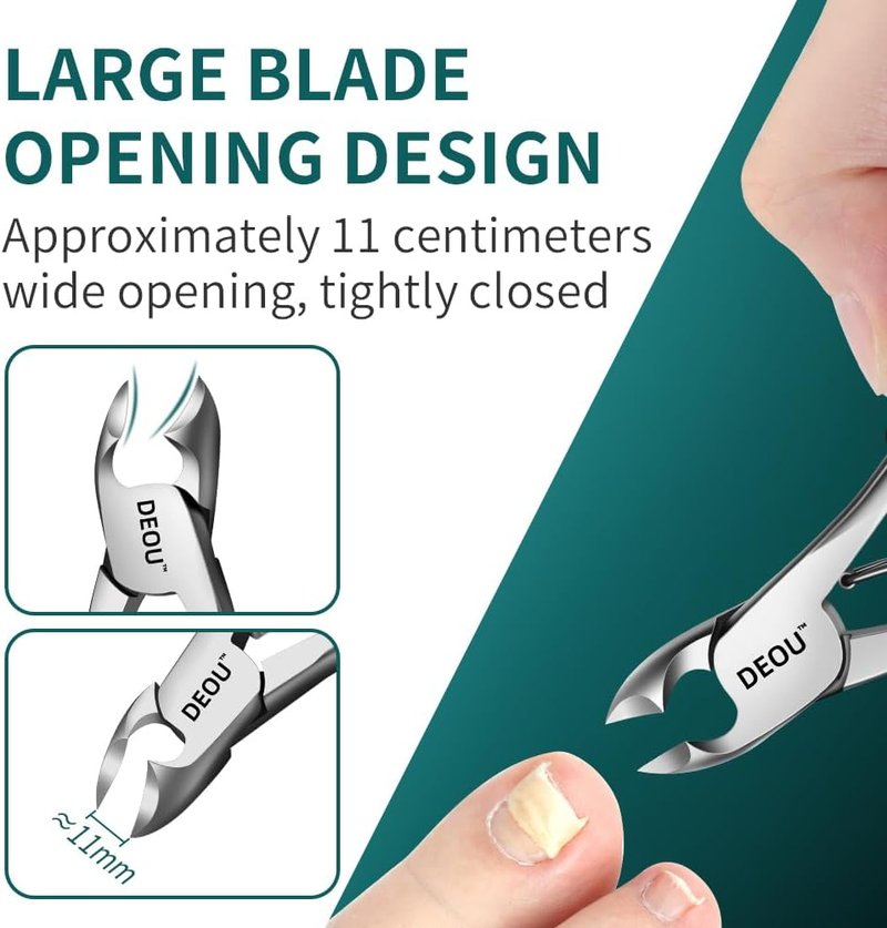 Heavy Duty Toenail Clippers - Large Opening for Embedded Growth & Rough Nails | Stainless Steel Home Pedicure Tool for Men & Women
