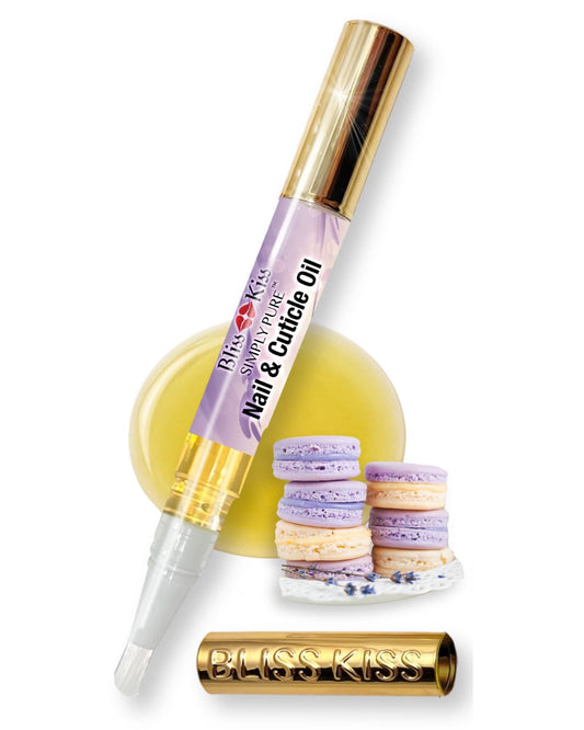 Bliss Kiss | 1 Lavender Vanilla | Nail Oil Cuticle Pen w/Vitamin E & Jojoba⏤Nail Strengthener Nail Growth Serum for Brittle Peeling Breaking Thin Nails