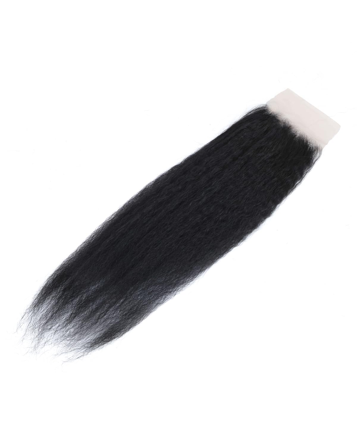 Kerriana Kinky Straight Closure 100% Human Hair 14 Inch Transparent 4x4 Closure Light Yaki Natural Black Color For Women