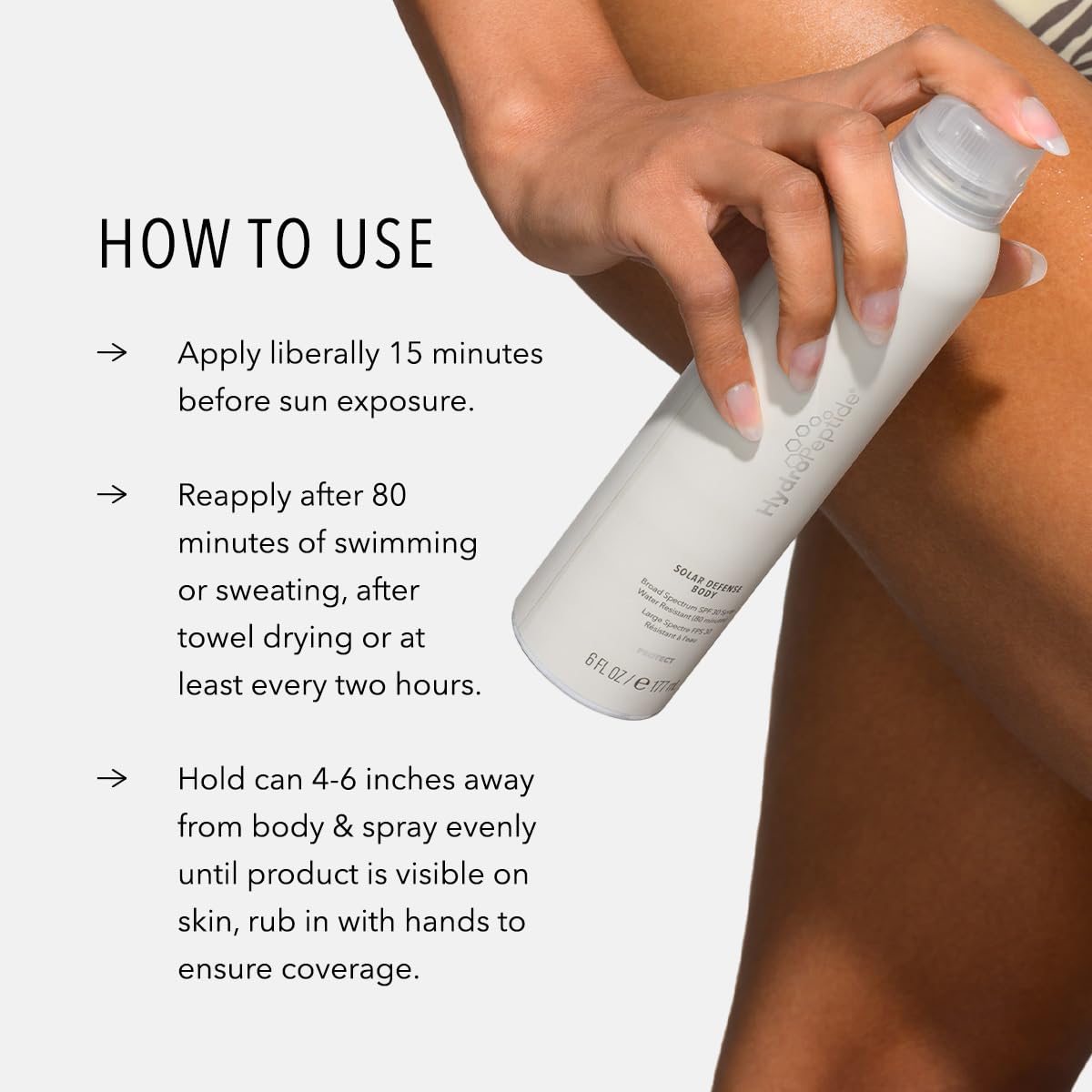HydroPeptide Solar Defense Body SPF 30, Broad Spectrum, Water Resistant Sunscreen, Hydrates and Soothes, 6 Ounce