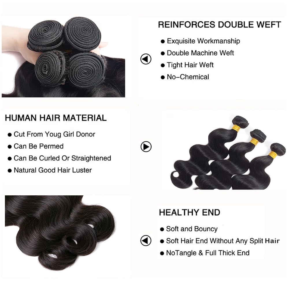 Body Wave Bundles Natural Color Body Wave Human Hari Bundles 14 14 14 Inch Soft And Healthy Brazilian Virgin Remy Hair Extensions Quick Weave For Women Deals