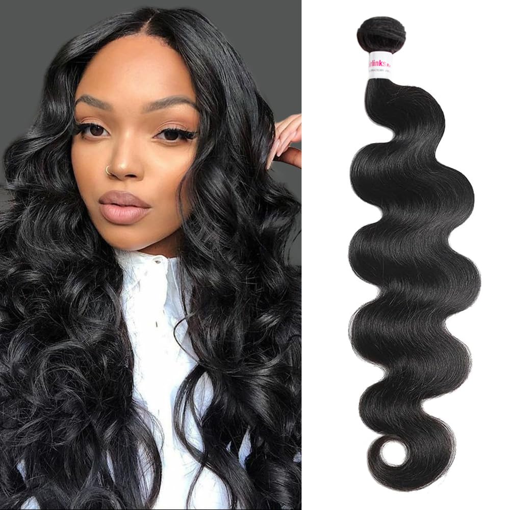 XEILOHO 12A Body Wave Human Hair Bundles 28 inch Brazilian Virgin Human Hair Bundles 100% Unprocessed Body Wave Weft Extensions Quick Weave Natural Black (28 inch 100g)