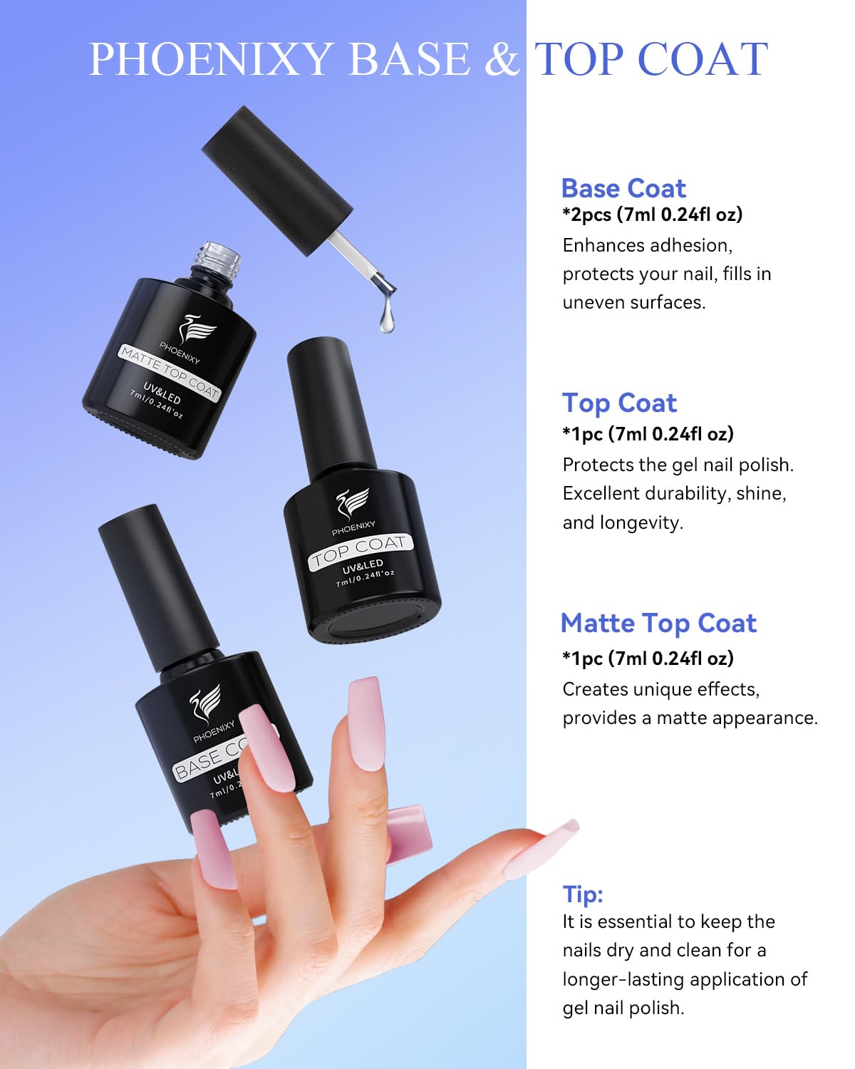 phoenixy Gel Nail Polish, 36 Colors Gel Polish Set with 4 Pcs Base Matte Glossy Top Coat Gel Polish Kit Soak Off UV Gel Nail Polish Set Manicure at Home Gift for Women (PCE9009)