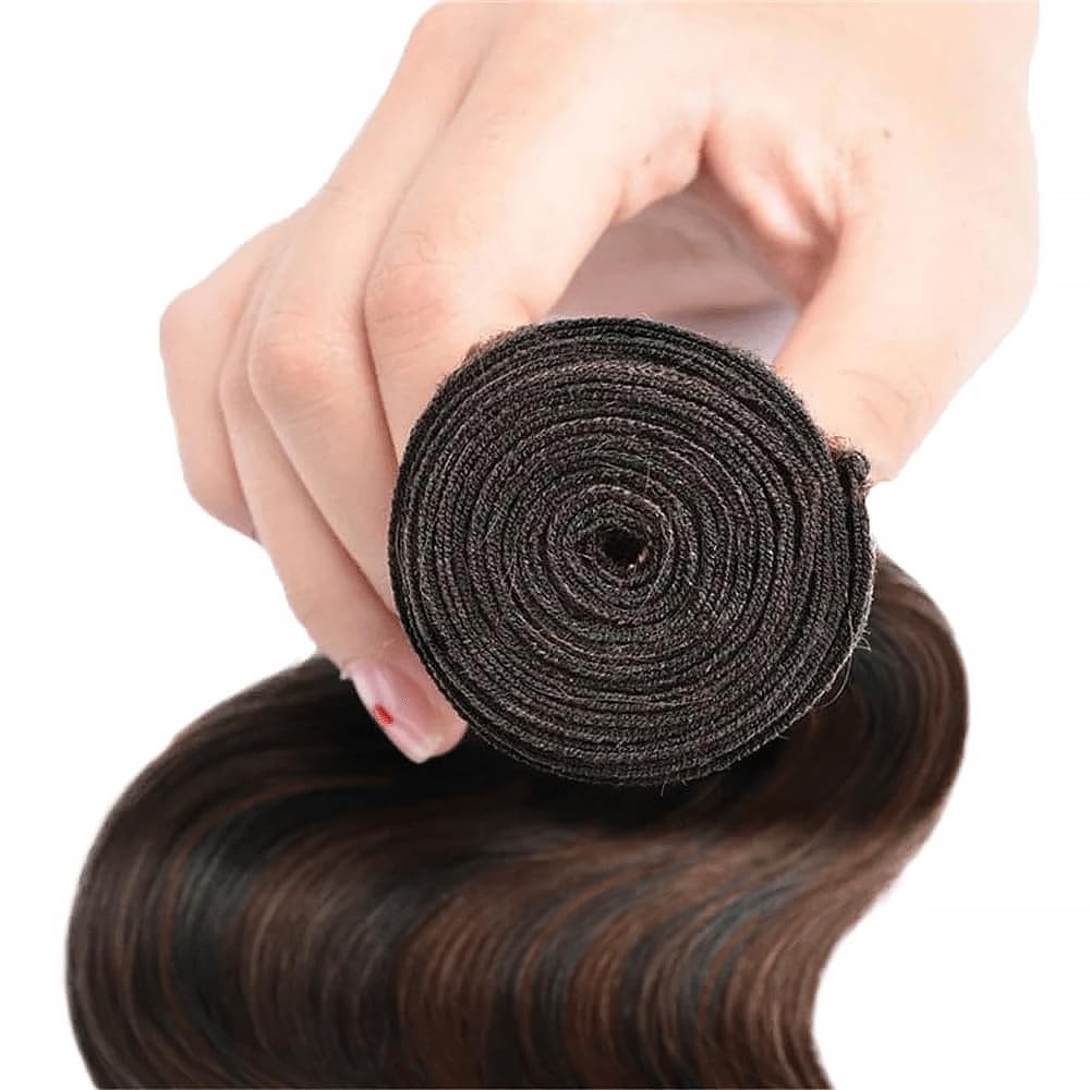 1B30 Highlight Human Hair Bundles Body Wave Light Brown Ombre Bundle Quick Weave Wet and Wavy Unprocessed Native Virgin Raw Trippy Hair Extensions 1 Bundle 22 Inch Double Weft for Black Woman