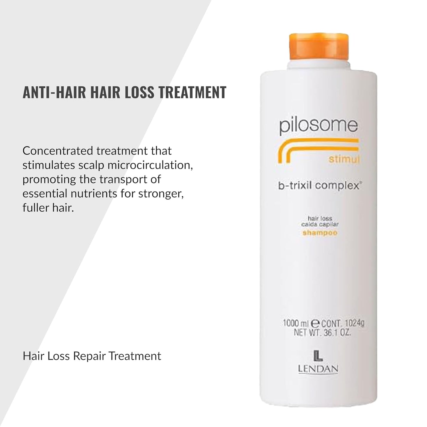 Lendan Gentle Specific Shampoo | Pilosome Stimul B-Trixil Complex for Thin Hair - 1000 ml - Soft & Silky Finish