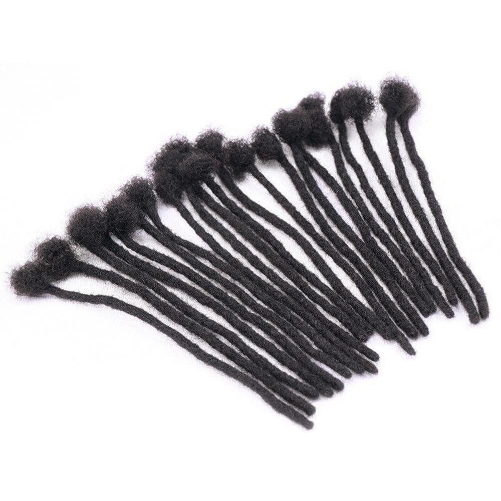 Human Hair Dreadlock Extensions - 0.6cm Thickness, 4 Inch, 60 Strands, Full Handmade, Natural Black | Dye & Bleach Friendly
