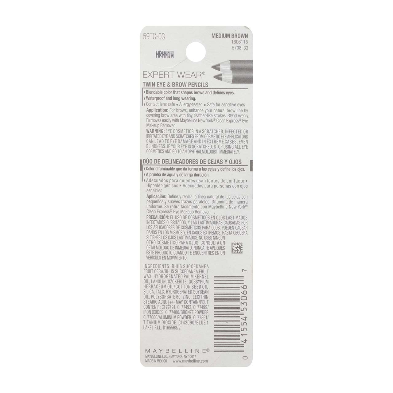 Maybelline Expert Eyes Twin Brow & Eye Pencils - Medium Brown, 0.06 oz | Pack of 6