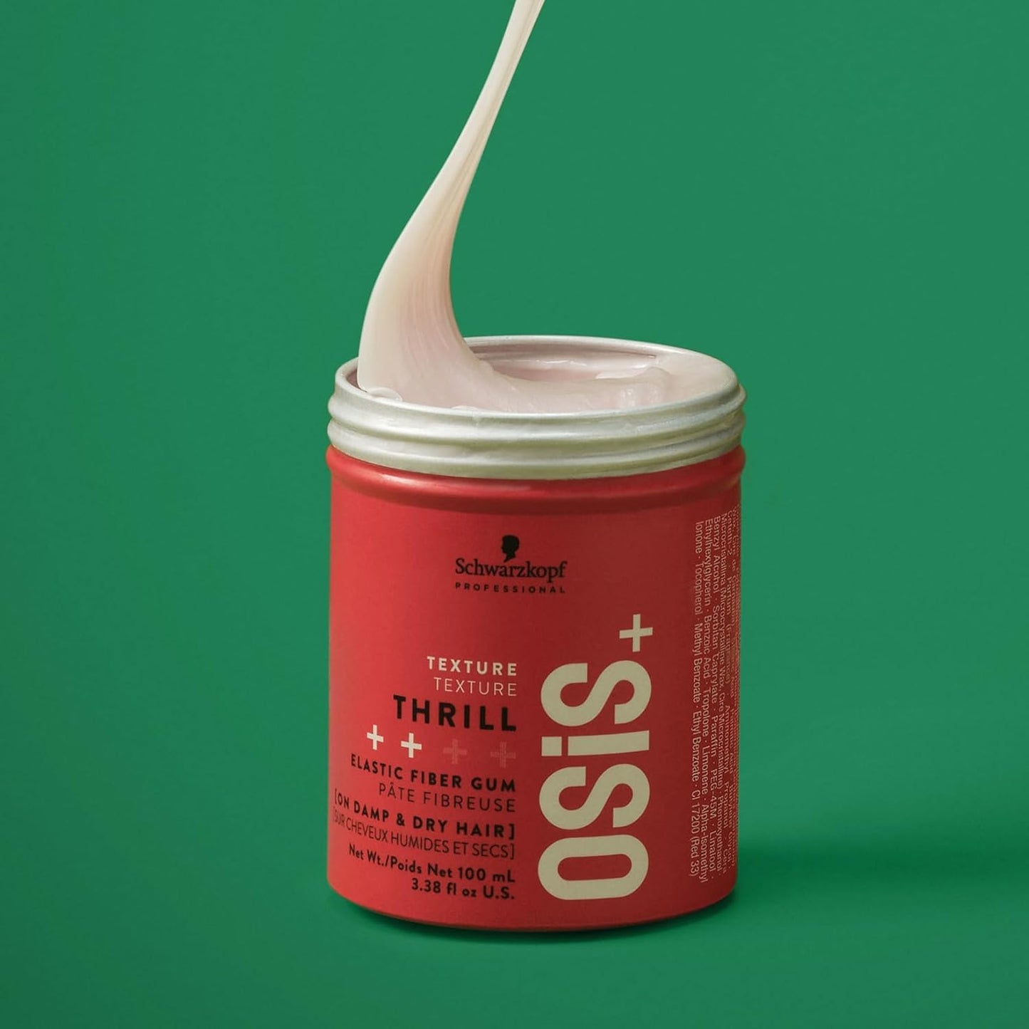 OSiS+ Thrill Texture Fiber Styling Gum for Hair, 3.38 Oz – Medium Hold Flexible Style, Tames Flyaways – Bendable, Moldable Texturizing Styling Gum for Style Separation and Shine