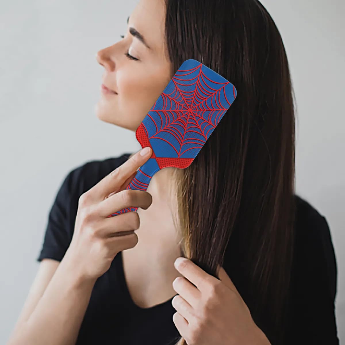 Kids Detangler Hair Brush - Spider Web Blue Design for Boys & Girls | Smooths Wet & Dry Thin, Long, Curly Hair