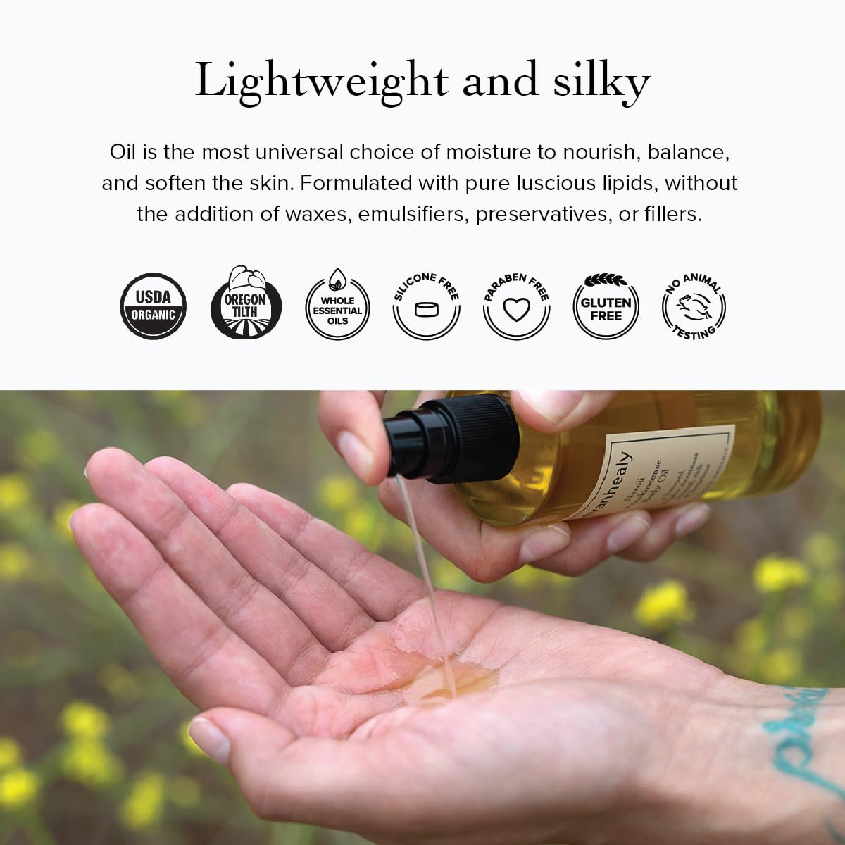 evanhealy Sweet Blossom Body Oil | Organic Jojoba, Sesame, & Sunflower Oil Blend | Body Moisturizer, Massage Oil, Facial Cleanser & Scalp Cleansing