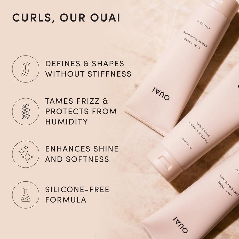 OUAI Curl Cream - Curl Defining Cream with Chia & Linseed Oil | Tames Frizz & Enhances Shine (8 oz)