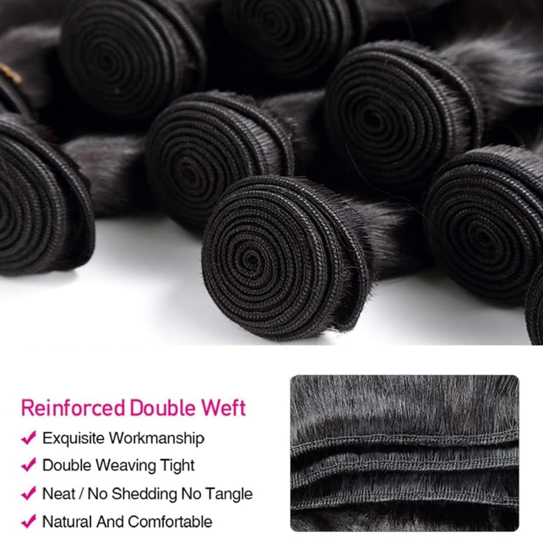Angie Queen Brazilian Virgin Human Hair Loose Deep Wave Bundles 24 Inch 100% Unprocessed Hair Loose Deep Bundles Wet and Wavy Bundles Human Hair Extension Remy Hair Weave Natural Black for Women