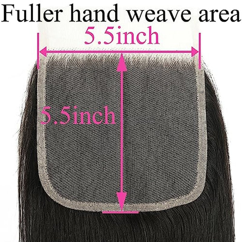 5x5 Closure Straight Transparent HD Lace Closure 12A Brazilian Virgin Human Hair Closure Free Part Pre Plucked with Baby Hair Natural Color 20 Inch