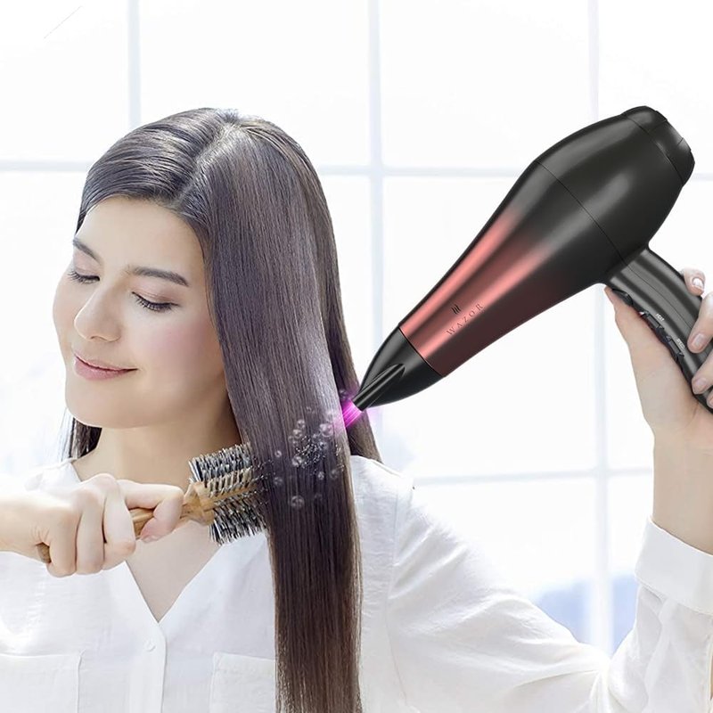 Professional 1875W Hair Dryer - Lightweight Ionic Blow Dryer with 2 Speed & 3 Heat Settings | Includes Diffuser, Concentrator & Comb (Black)