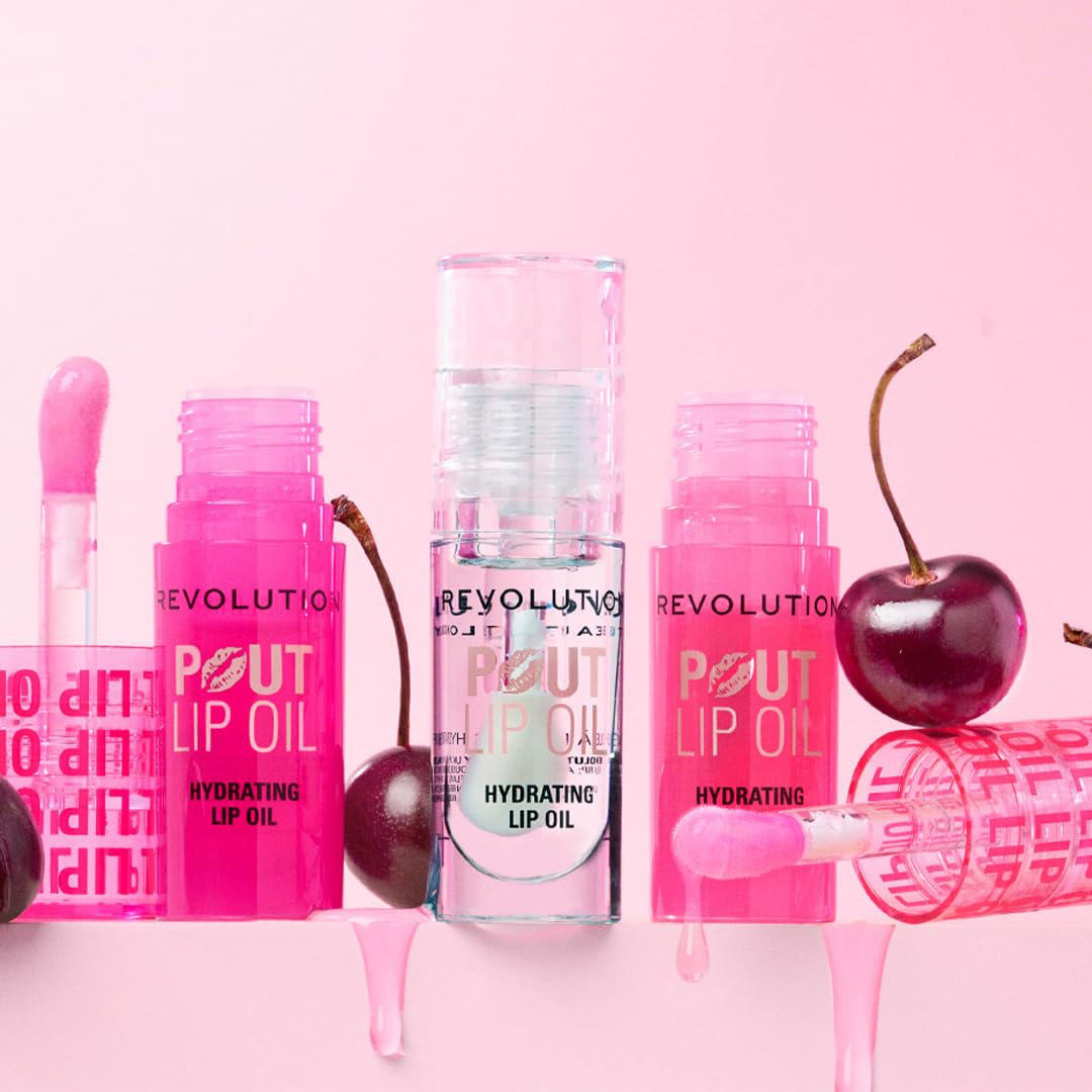 Revolution, Pout Lip Oil, Nourishing Tinted Lip Oil, High Shine, Non-Sticky Finish, Vegan & Cruelty-Free, Lychee Clear, 0.13 oz (Pack of 2)