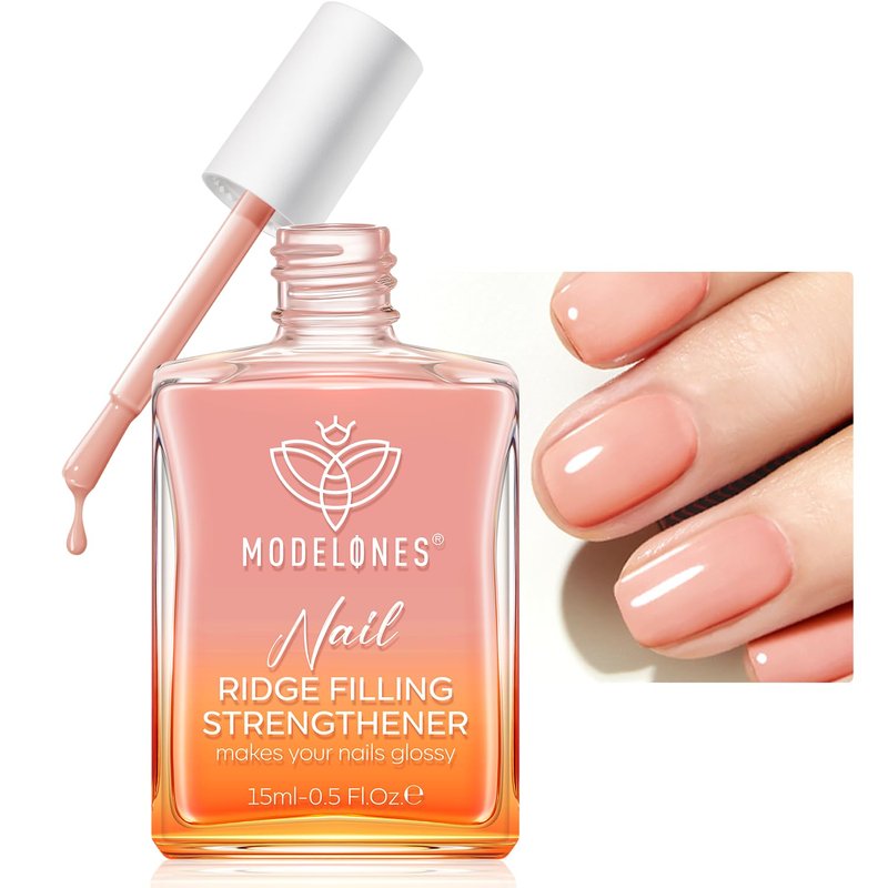Modelones Nail Strengthener - Extra Strong Growth Hardener for Damaged Nails | 15ml Nude Polish