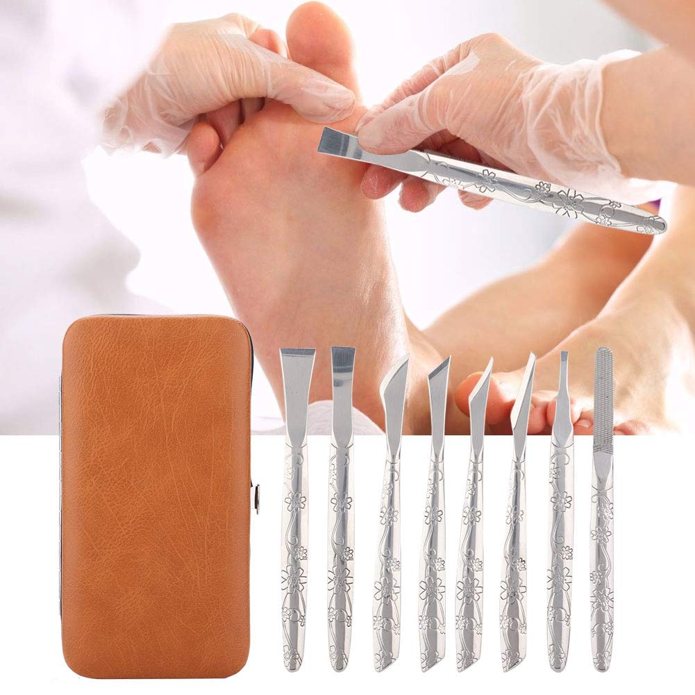 Footstep Horny Tool, Remove 8 Pcs of Stainless Steel Foot File Horny Remover Foot Calluse Shaver Pedicure Tool Set, Foot Skin Planer Foot Stone Foot Board