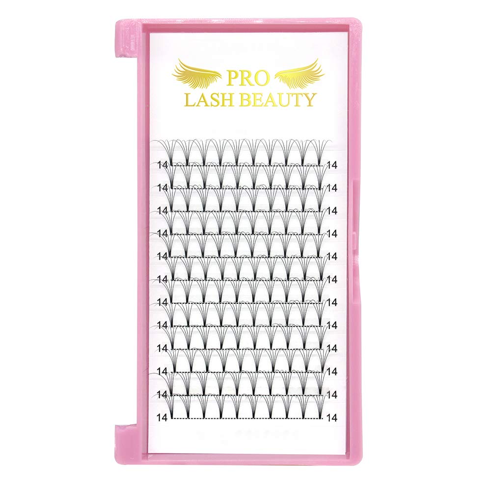 Premade Volume Eyelash Extensions 5D-C-0.10-14 Short Stem Premade Fans Eyelash Extensions 9 to 20 mm Pre made Lash Fans 3D 5D 7D Volume Lash Extensions .07 .10 C D Curl(5D-C-0.10,14mm)