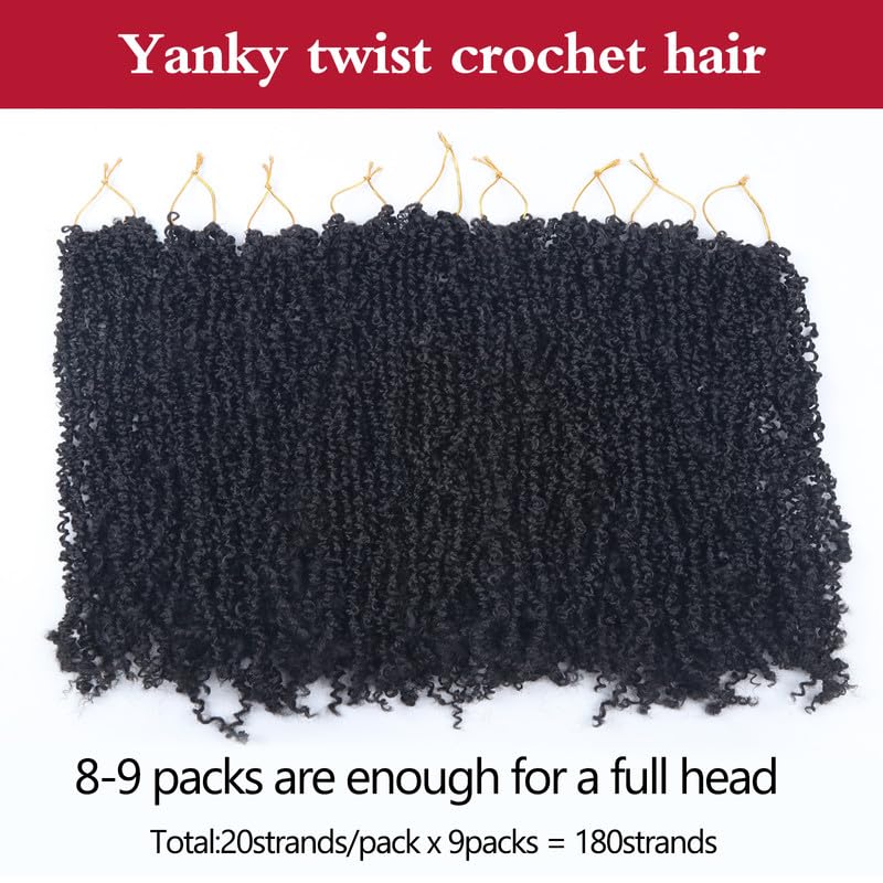 Yanky Twist Crochet Hair - Pre-Looped Passion Twist Braids | 9 Packs Brown Synthetic Extensions (14-1B)