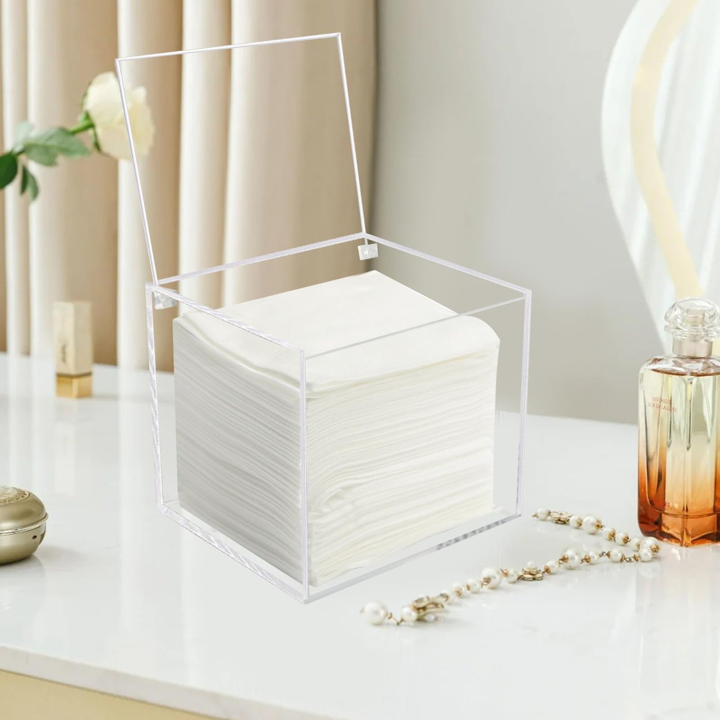 Watpot Disposable Face Towel Holder Storage Box Acrylic Facial Towels Container