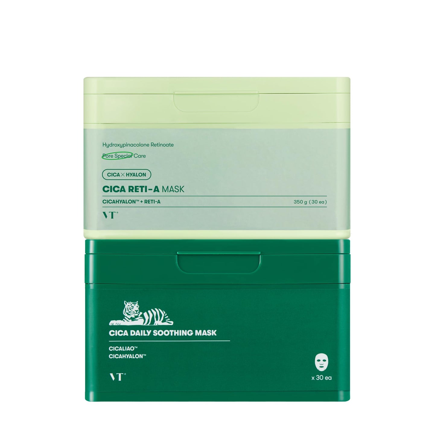 VT COSMETICS Daily Soothing Mask 30 Pcs and Cica Reti-A Mask Sheet 30 Pcs 11.83Oz(350g)*2