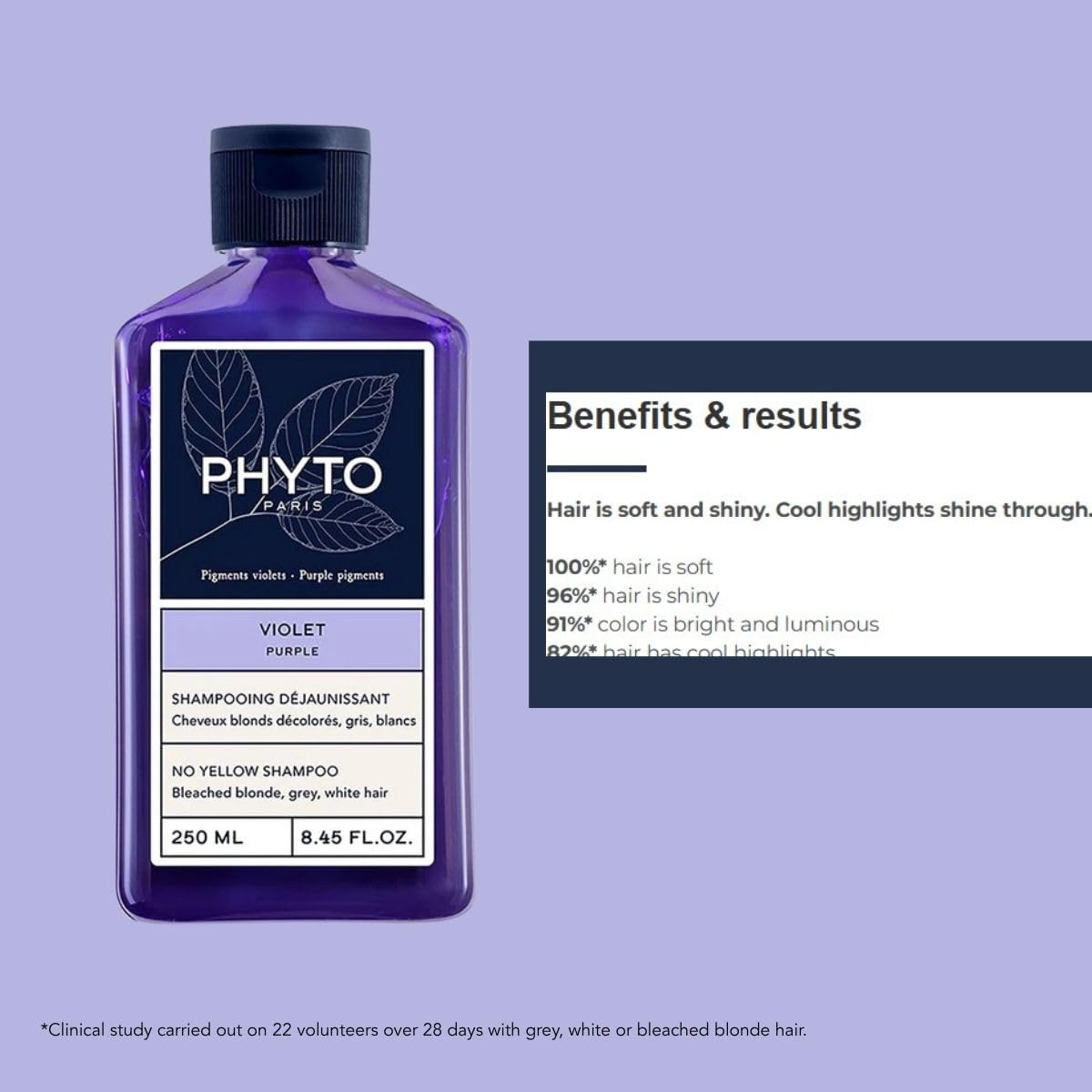 PHYTO PURPLE No Yellow Shampoo, Sulfate Free for Gray Hair, White Hair and Bleached Blonde Hair, 8.45 fl.oz.
