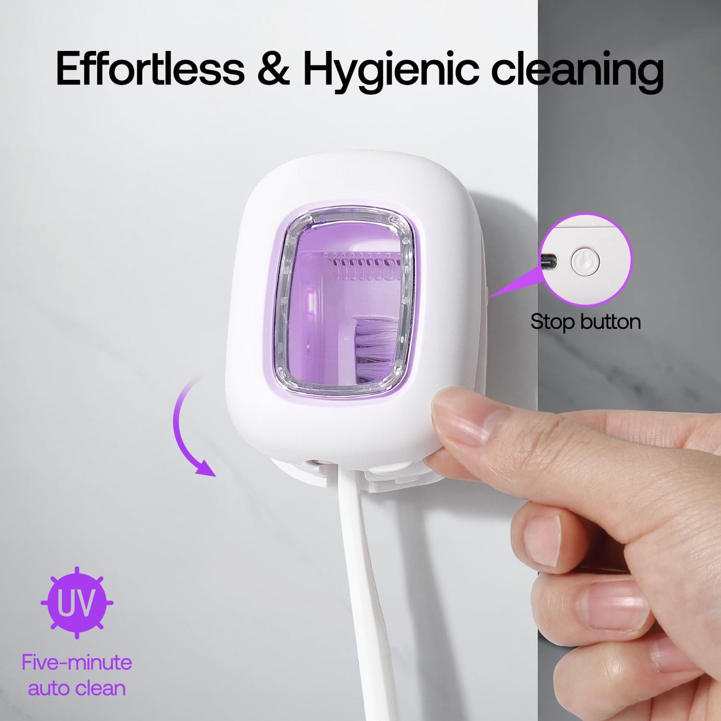 ELMWAY UV Toothbrush Covers Case and Holder,Dual UVC Light(2X Stronger), Clear Window,Toothbrush Cleaner Portable Brush Cover and Travel Case Fits Most Electric and Manual Toothbrushes