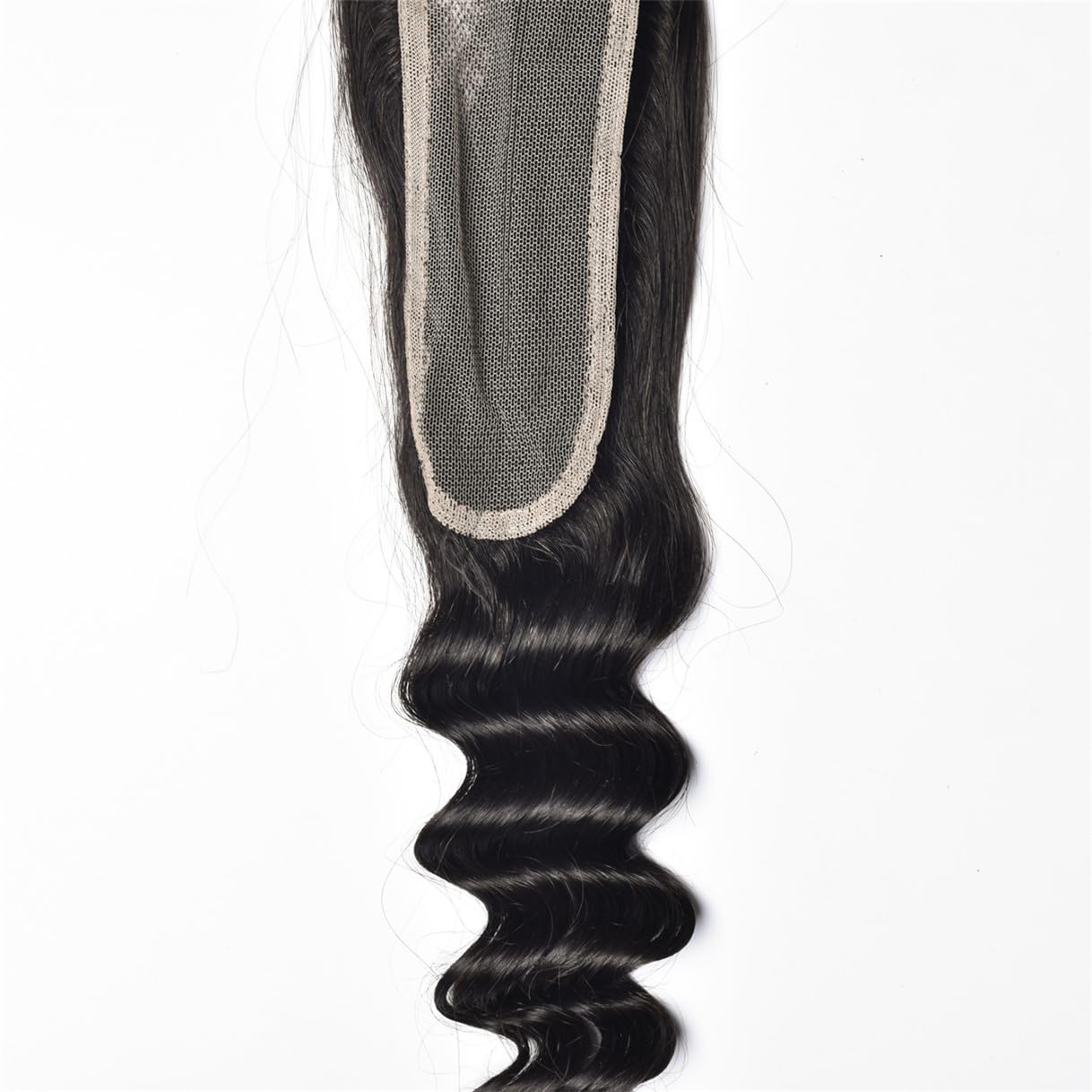 Brazilian Loose Deep 2x6 Lace Closure 100% Unprocessed Human Virgin Hair Pre Plucked Loose Deep Wave Pre-Plucked Hairline Frontal Closure Natural Black With Baby Hair (16inch, 2x6 loose deep closure)