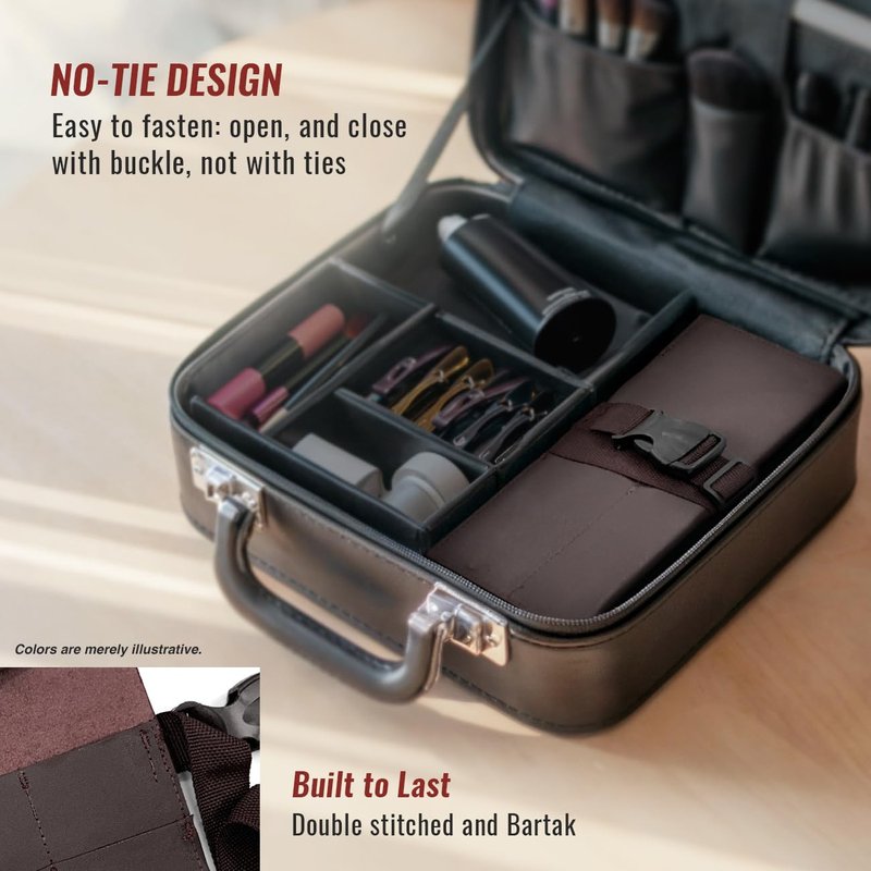 Under NY Sky Salon Scissors Roll Up Holder – Professional PU Leather Pouch Case for Hair Stylists, Barbers & Hairdressers – Portable Storage Organizer for Hair Cutting Shears & Salon Tools - Brown
