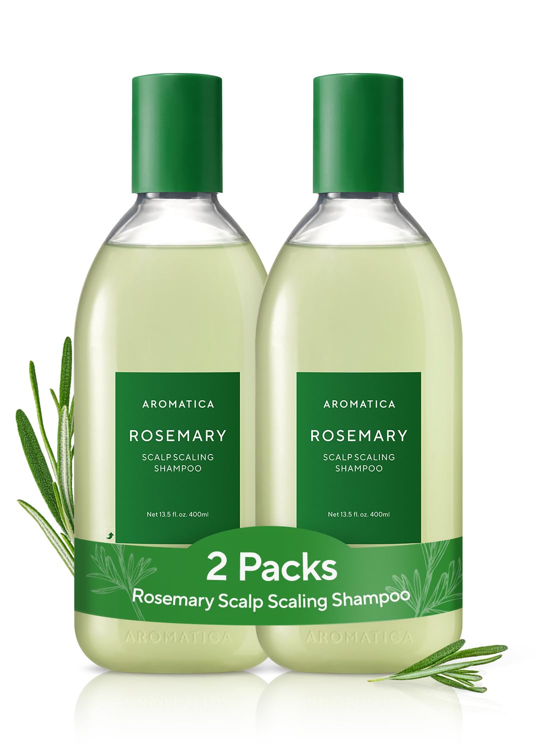 AROMATICA Rosemary Scalp Shampoo - Natural Hair Growth Formula with Rosemary Oil | Sulfate-Free, 13.53 oz (2 Pack)
