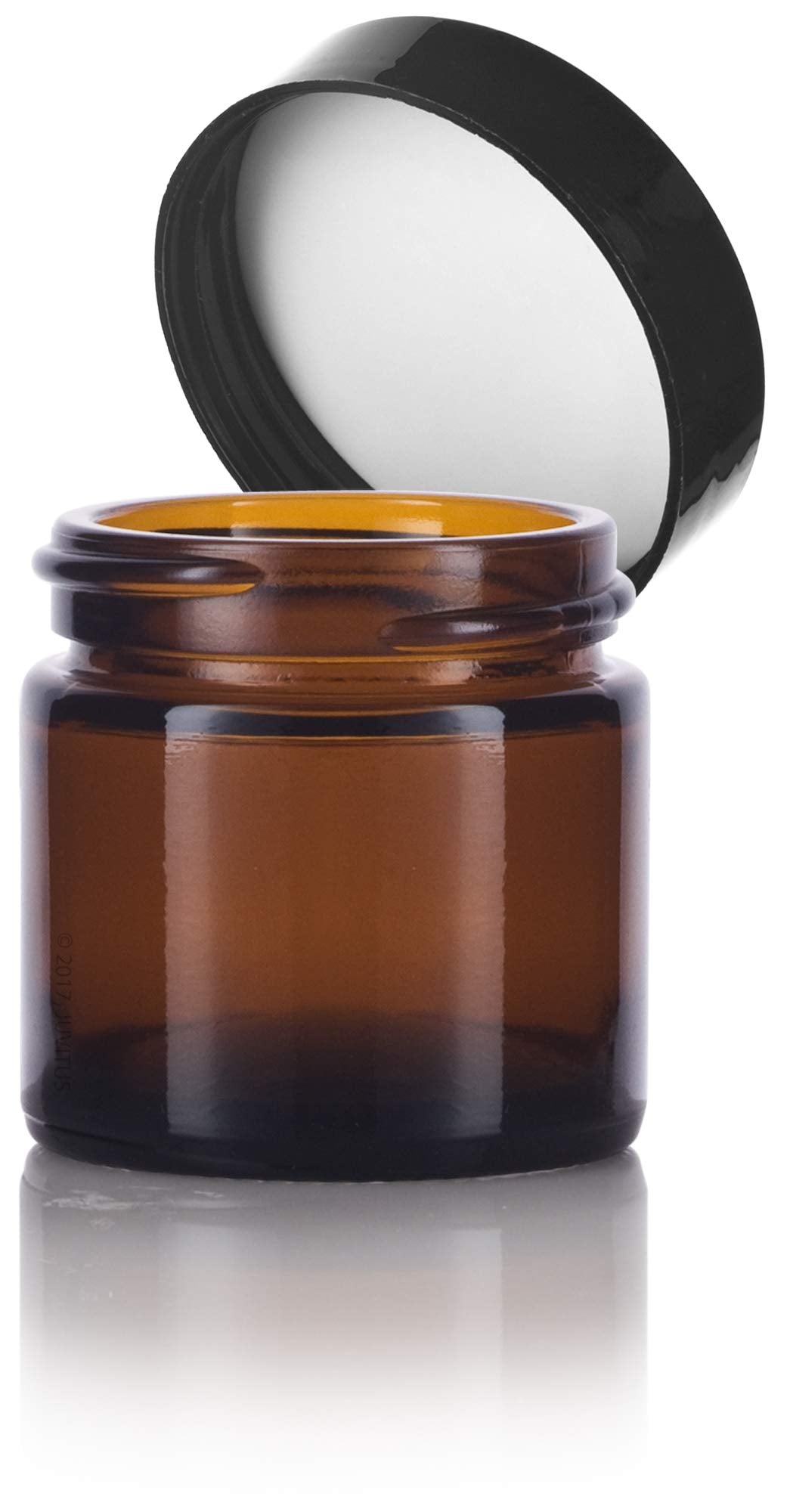 (12 Pack) Amber Glass Jar with Black Lined Lids 1 oz / 30 ml