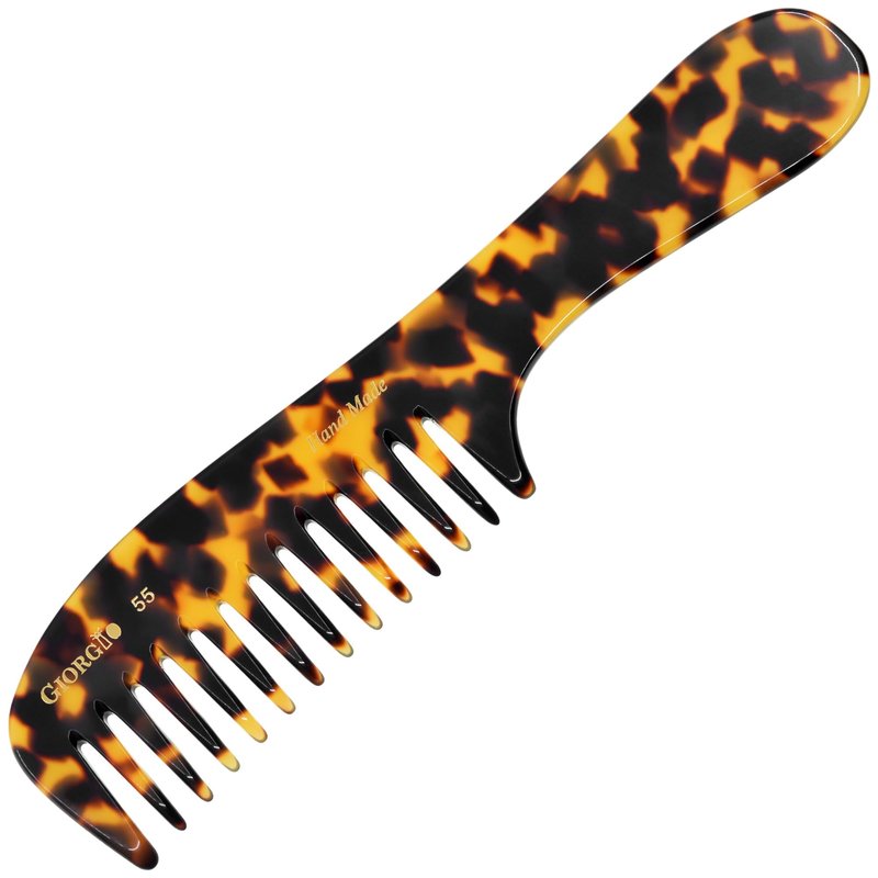 Giorgio G55 TY Wide Tooth Comb for Wet Hair Detangling Comb, Hair Comb for Thin to Medium Thickness Hair Detangler, Hair Combs for Women, Handmade Large Tooth Comb Rake Comb Saw-Cut and Hand Polished