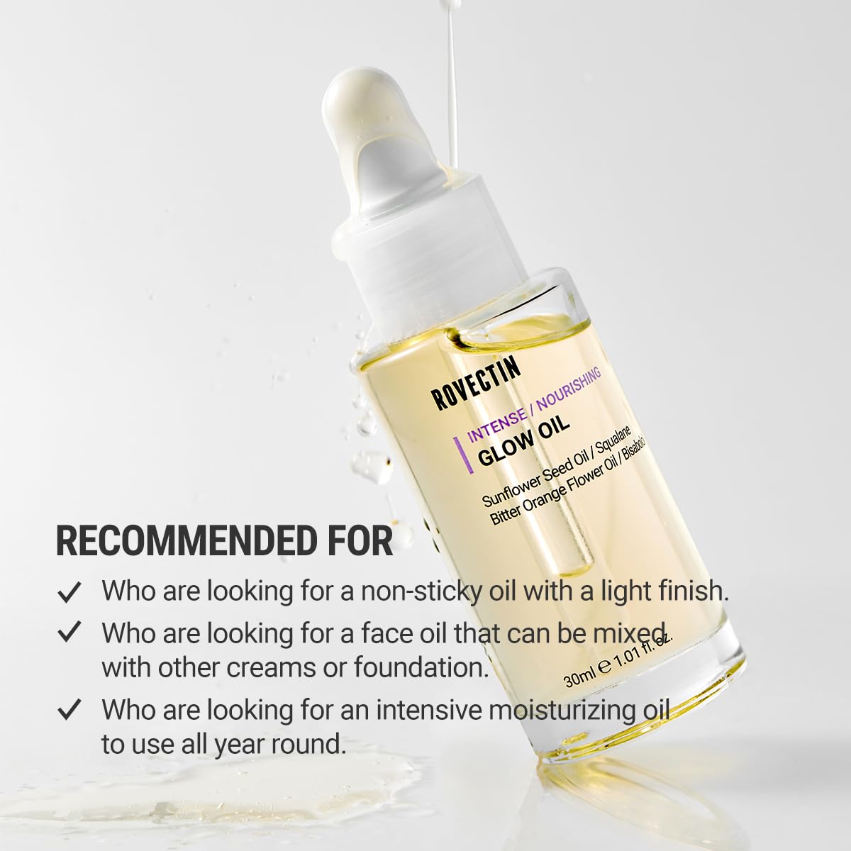 ROVECTIN Barrier Repair Face Oil - Neroli Oil, Antioxidant Anti-Aging Facial Oil | Fast Absorbing, Non-Greasy, Natural Glow for Dry and Sensitive Skin | Vegan, Korean Skincare (1.01 fl oz)