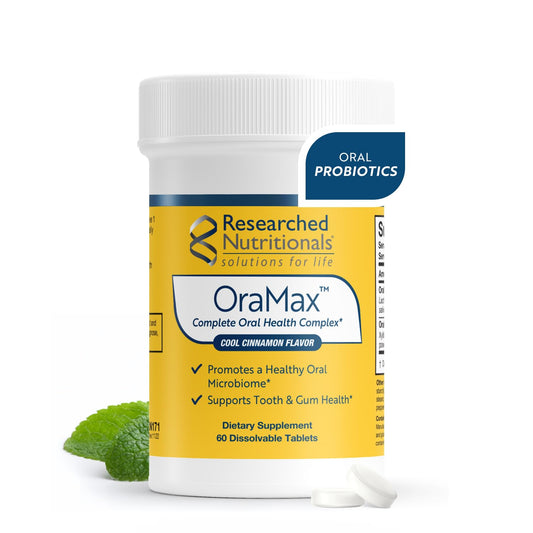 Researched Nutritionals OraMax - Oral Health Complex to Fight Bad Breath and Support Health Teeth & Gums - Oral Probiotics, Enzymes, Nutrients & Herbs (60 Dissolving Tablets)