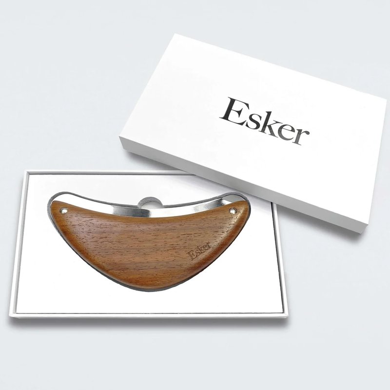 Esker Body Plane | Sterling Silver Lymphatic Drainage Massager | Teak Wood Grip Exfoliating Body Scrubber | Dead Skin Remover and Sculpting Tool