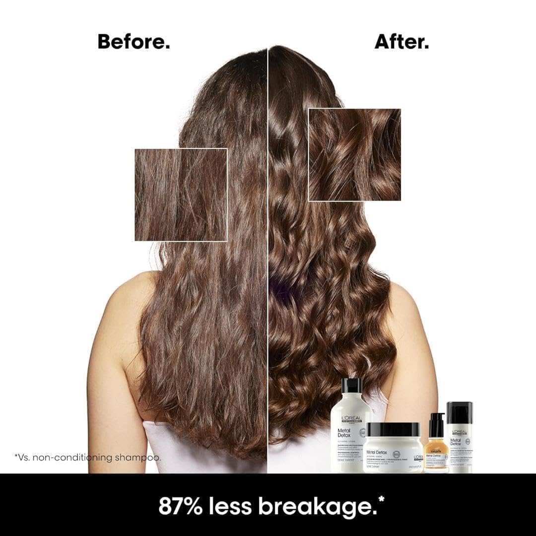 L'Oréal Professionnel Paris Metal Detox Shampoo & Mask Set - Hydrating Hair Repair Set For Dull & Brittle Hair, Prevents Damage & Color Fading, Sulfate Free