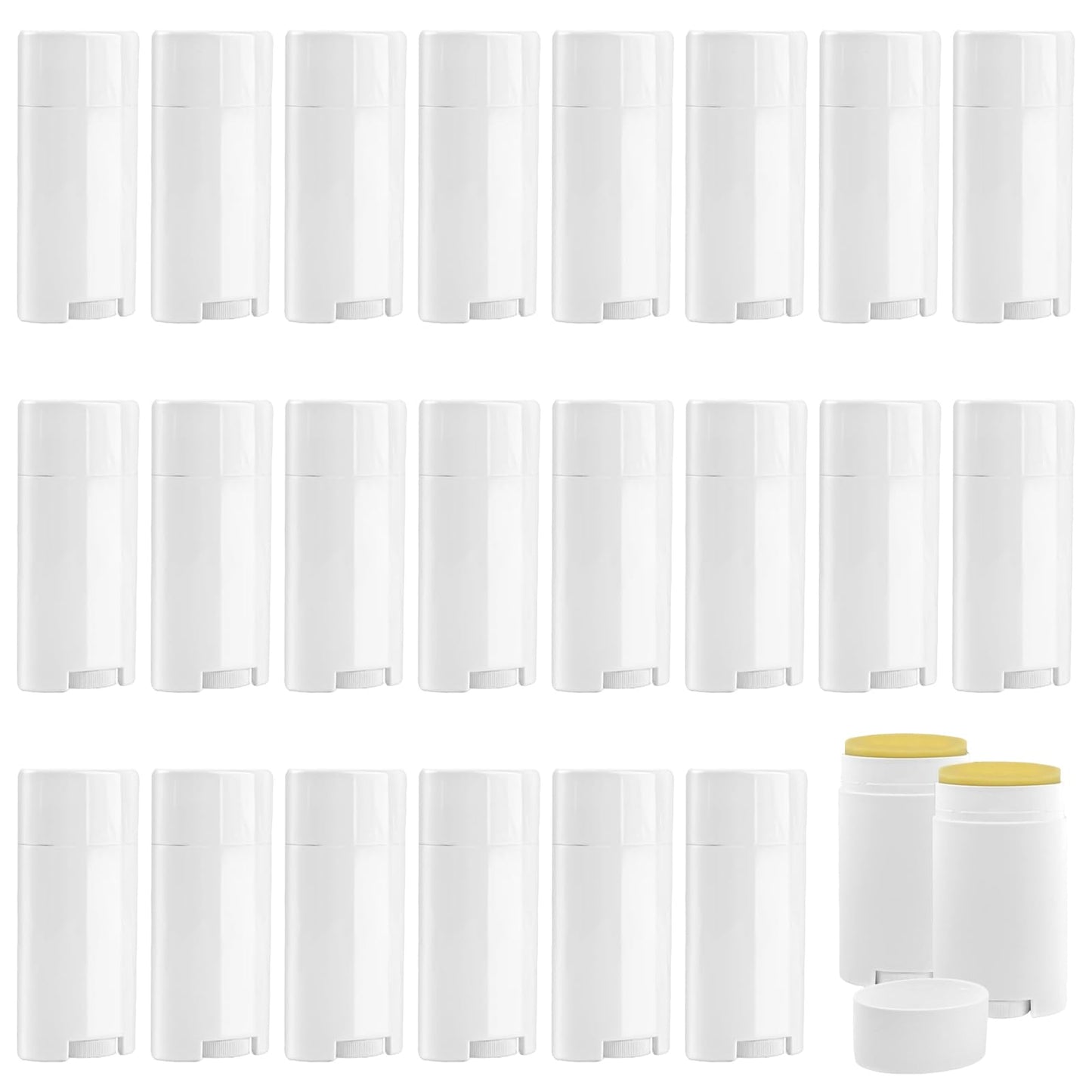 Zynexa 30 Pack 75ml/2.5oz Empty Deodorant Containers Refillable Deodorant Tubes White Oval Twist-Up Lip Balm Tubes for Homemade DIY Lipstick Crayon Lotion Chapstick