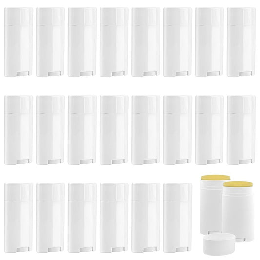 Zynexa 30 Pack 75ml/2.5oz Empty Deodorant Containers Refillable Deodorant Tubes White Oval Twist-Up Lip Balm Tubes for Homemade DIY Lipstick Crayon Lotion Chapstick
