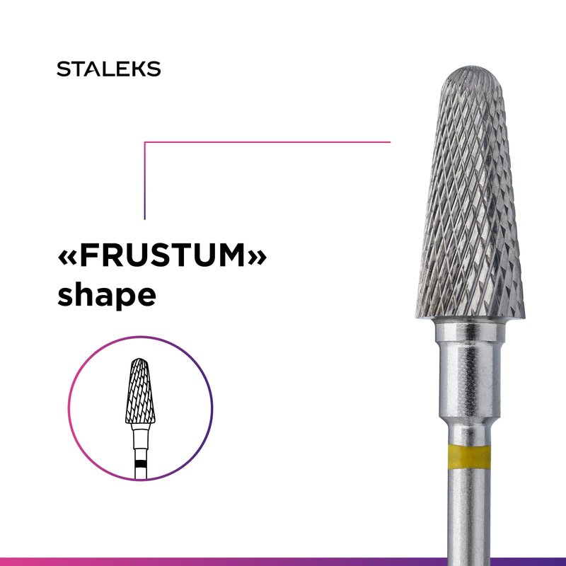 STALEKS PRO Expert Carbide Nail Drill Bit (Frustum, Yellow, 6mm Head / 14mm WP) – Very Soft Hardness for Delicate Artificial Nail & Skin Processing in Hardware Manicure/Pedicure