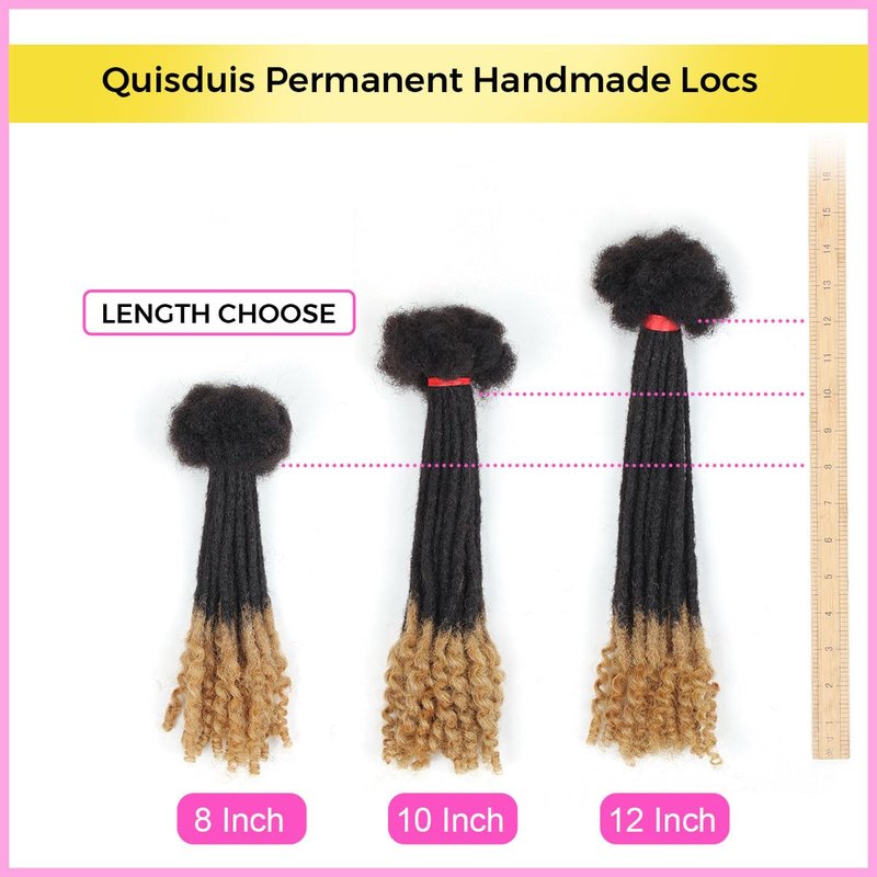 8 inch Loc Extensions Human Hair with Curly Ends, 0.4cm Width Permanent Dreadlock Extension Human Hair 20 Strands Natural 1b27 100% Full Handmade Dreads .Dyed and Bleached Drealocks