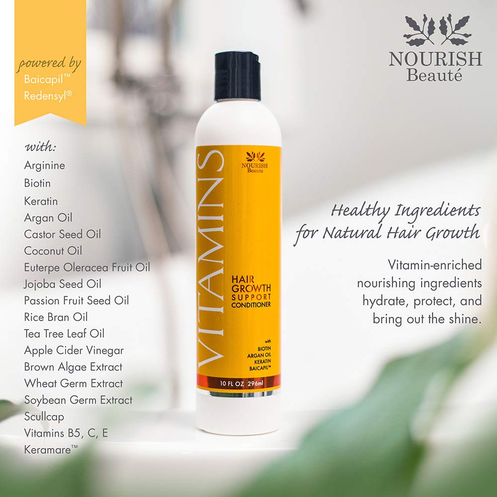 Nourish Beaute Vitamins Premium Shampoo and Conditioner Set for Hair Loss that Promotes Hair Regrowth For Men and Women, 2 Pack, 10 Ounces Each