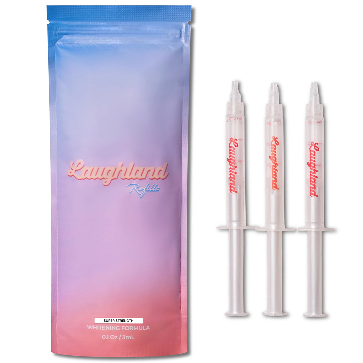 Laughland Super Strength Teeth Whitening Gel 3 Pack, Tooth Whitener, 11% Hydrogen Peroxide, Glycerin, Aloe Vera & Mint, At Home Dental Care, Travel Friendly, 6 Treatments