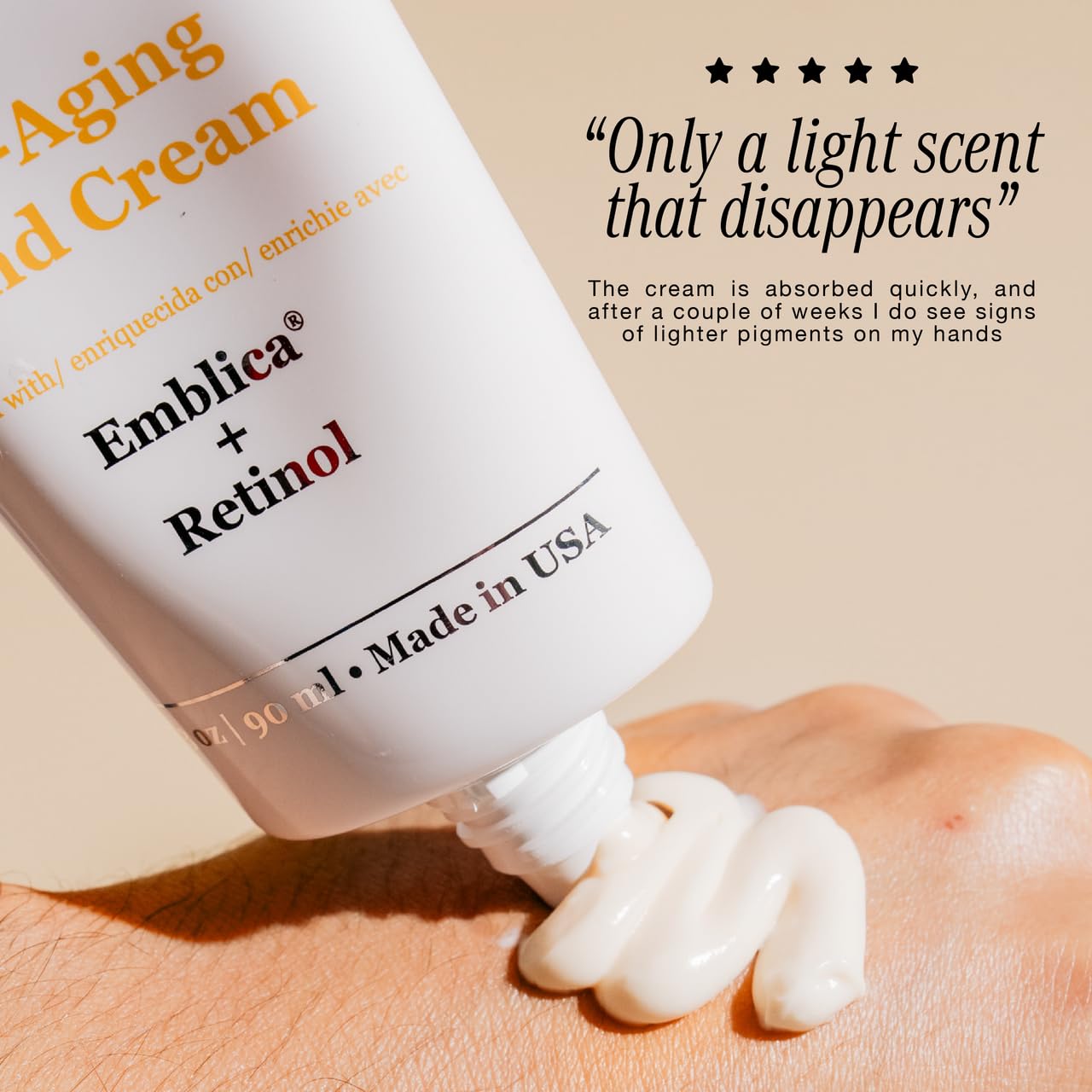 Robanda Retinol Anti-Aging Hand Cream - Hydrating & Moisturizing Hand Lotion with Anti-Aging Formula to Help Prevent Wrinkles & Reduce Fine Lines, 3 oz