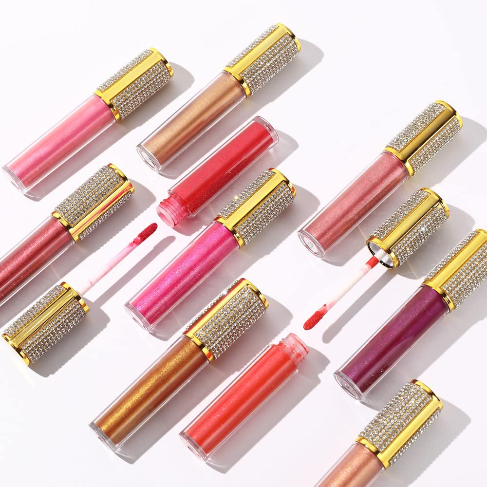 Gold Crystal Lip Gloss Tubes - 24 Pack 5ml Empty Containers with Wand, Syringes & Labels for DIY Lip Balm