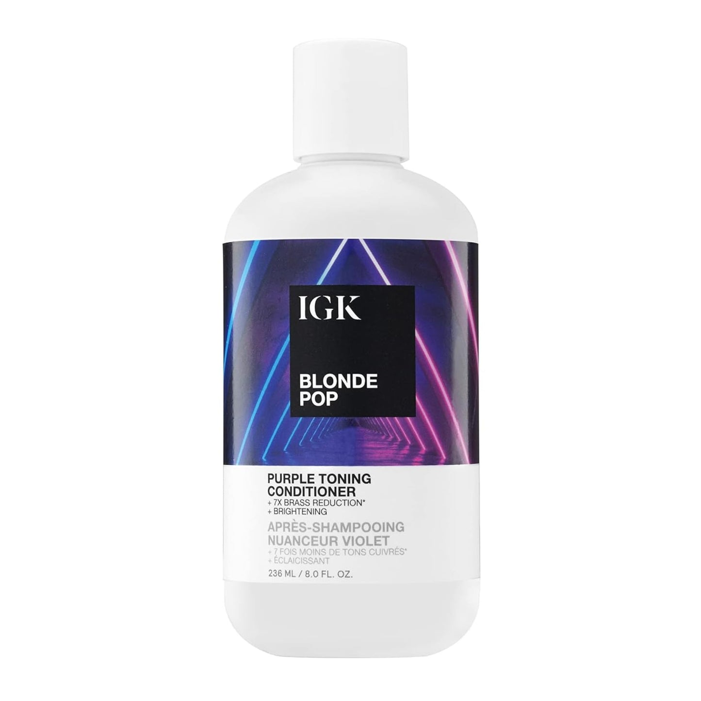 IGK BLONDE POP Purple Toning Conditioner | Hydrates, Brightens + Neutralizes Brass for Blonde & Highlighted Hair | Vegan + Cruelty Free | 8oz