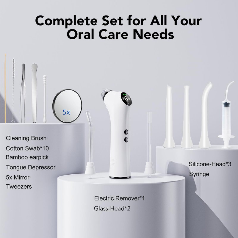 Upgraded Electric Tonsil Stone Remover – High-Precision & Painless Cleaning, Food-Grade Material, 6 Suction Levels | Tonsil Stone Removal Kit with LED Light, Oral Protection & 11 Attachments (Silver)