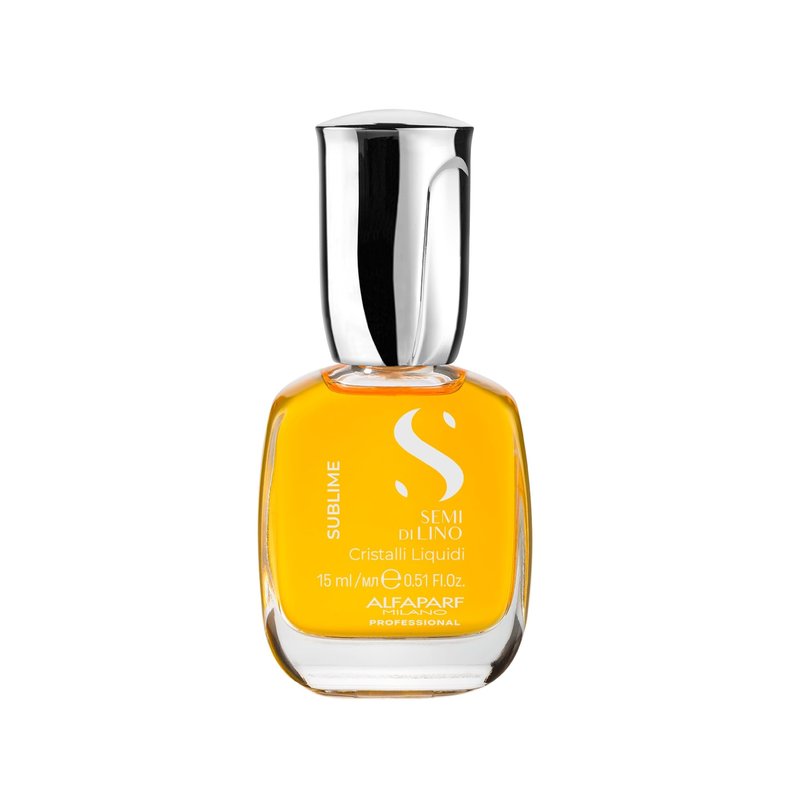 ALFAPARF MILANO Semi di Lino Cristalli Liquidi Hair Oil with Heat Protection - Superior Smoothing and Finishing Hair Serum - Anti Frizz - Brilliant Shine - Vitamin E for Frizzy Hair (0.51 fl oz)